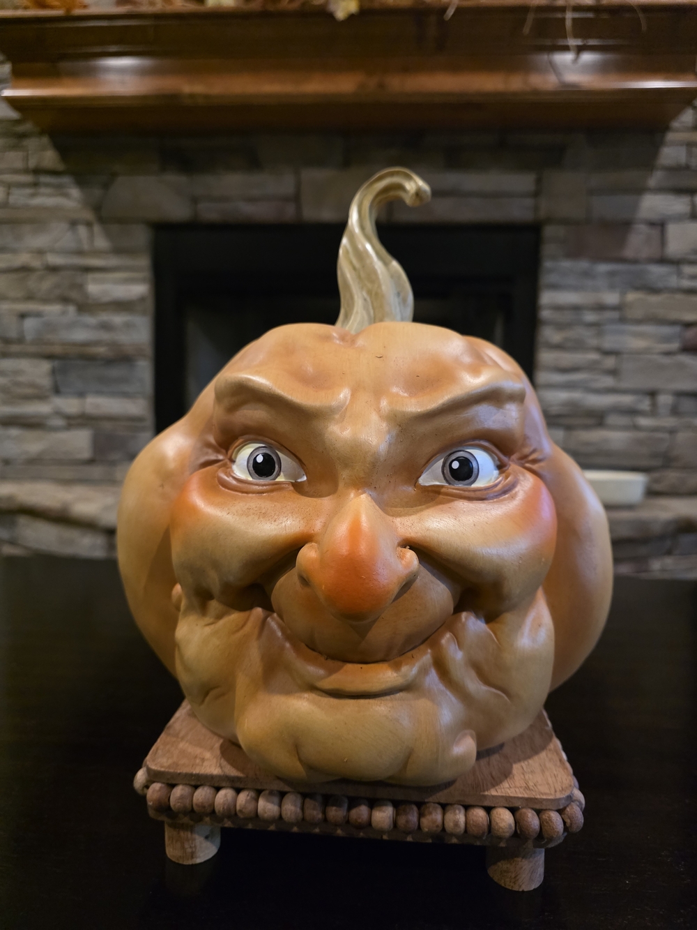 Martha Stewart Orange Sculpted Grinning Pumpkin-NEW